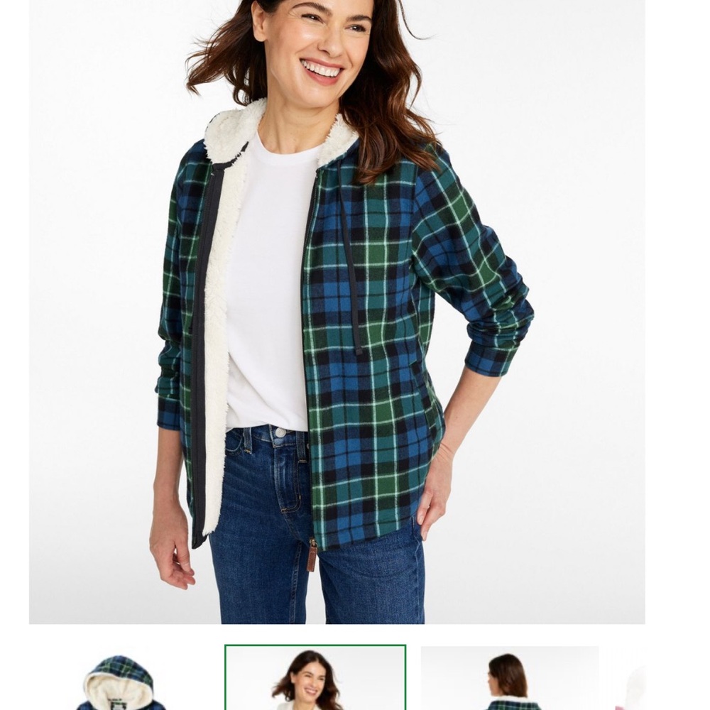 L.L. Bean Plaid Jacket with Sherpa Lining